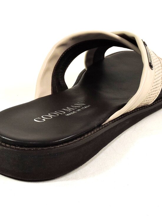 GOODMAN ?? MEN\'S SOFT CREAM LEATHER COMFORT SUMMER FLAT SANDALS
